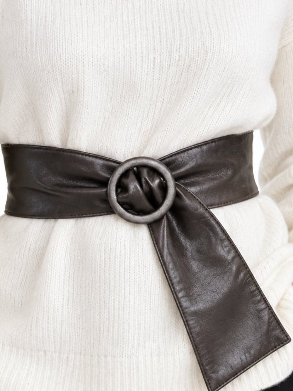 Extra wide belt, faux leather
